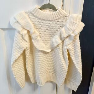 Janie and Jack Ivory Ruffle Girls Toddlee Sweater NWT Size 3t